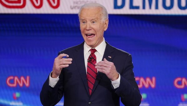 Vice President Joe Biden, participates in a Democratic presidential primary debate at CNN Studios, Sunday, March 15, 2020, in Washington.  - Sputnik International
