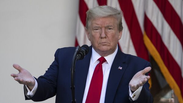 President Donald Trump gestures during a White House National Day of Prayer Service in the Rose Garden of the White House, Thursday, May 7, 2020, in Washington - Sputnik International