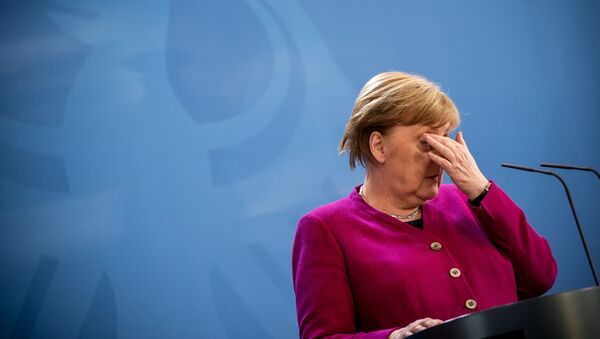 German Chancellor Angela Merkel gives a media statement after a video conference of EU leaders on the spread of the new coronavirus disease (COVID-19) in Berlin, Germany, 23 April 2020 - Sputnik International