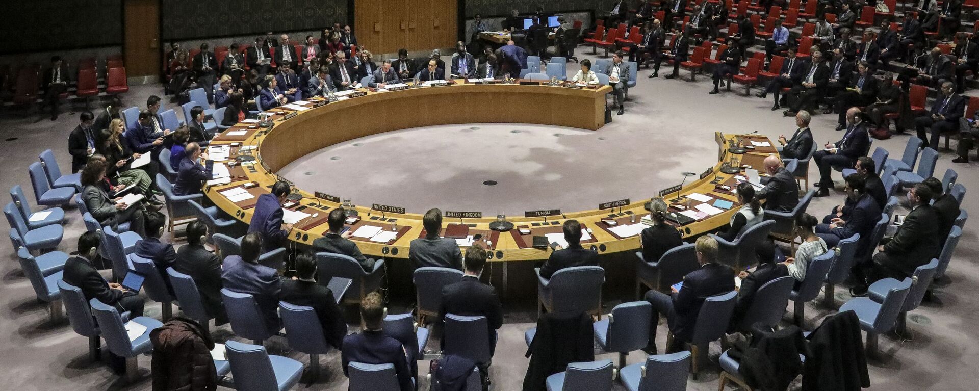 Members of the United Nations Security Council, with visiting German Foreign Minister Heiko Maas, convene a meeting on the nuclear non-proliferation treaty, Wednesday, Feb. 26, 2020, at U.N. headquarters - Sputnik International, 1920, 24.07.2021