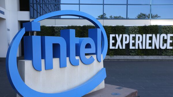 The Intel logo is displayed outside of the Intel headquarters on April 26, 2018 in Santa Clara, California. Intel will report first quarter earnings today after the closing bell.  - Sputnik International