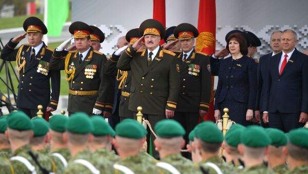 Belarusian President Alexander Lukashenko at the military parade dedicated to the 75th anniversary of victory in the Great Patriotic War, Minsk, Belarus, May 9, 2020. - Sputnik International