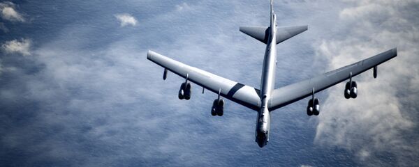 A U.S. Air Force B-52 Stratofortress breaks away from a KC-135 Stratotanker from the 100th Air Refueling Wing, RAF Mildenhall, England, after receiving fuel during a strategic bomber mission, May 7, 2020. A U.S. Air Force B-52 Stratofortress breaks away from a KC-135 Stratotanker from the 100th Air Refueling Wing, RAF Mildenhall, England, after receiving fuel during a strategic bomber mission, May 7, 2020. - Sputnik International