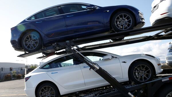 New Tesla Model 3 electric vehicles - Sputnik International