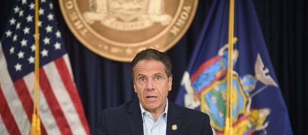 New York Gov. Andrew Cuomo briefs the media during a coronavirus news conference at his office in New York City, Saturday, May 9, 2020 - Sputnik International