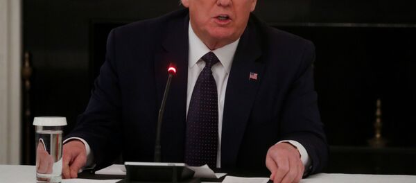 US President Donald Trump speaks with restaurant executives and industry leaders during a coronavirus disease (COVID-19) pandemic meeting in the State Dining Room at the White House in Washington, US,18 May 2020. US President Donald Trump speaks with restaurant executives and industry leaders during a coronavirus disease (COVID-19) pandemic meeting in the State Dining Room at the White House in Washington, US,18 May 2020. - Sputnik International