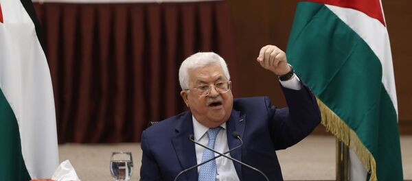 Palestinian President Mahmoud Abbas speaks during a leadership meeting in Ramallah, in the West Bank May 19, 2020 Palestinian President Mahmoud Abbas speaks during a leadership meeting in Ramallah, in the West Bank May 19, 2020 - Sputnik International