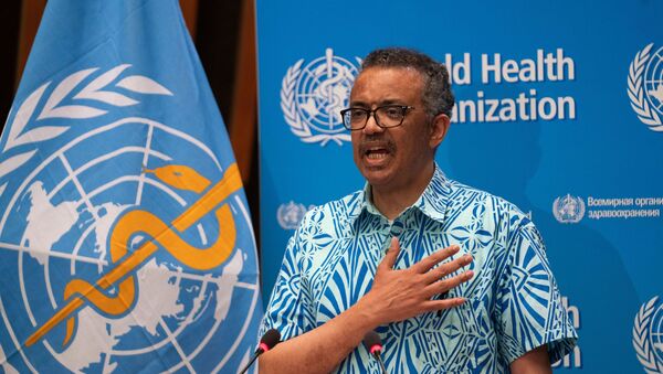 Tedros Adhanom Ghebreyesus, Director General of the World Health Organization (WHO) attends the virtual 73rd World Health Assembly (WHA) during the coronavirus disease (COVID-19) outbreak in Geneva, Switzerland, May 19, 2020.   - Sputnik International