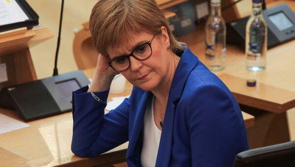 Scotland's First Minister Nicola Sturgeon attends the First Ministers Questions, amid the coronavirus disease (COVID-19) outbreak, at the Scottish Parliament in Edinburgh, Scotland, Britain May 13, 2020 - Sputnik International