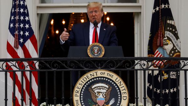 U.S. President Donald Trump addresses a ceremony honoring veterans ahead of the Memorial Day holiday at the White House in Washington, U.S., May 22, 2020 - Sputnik International