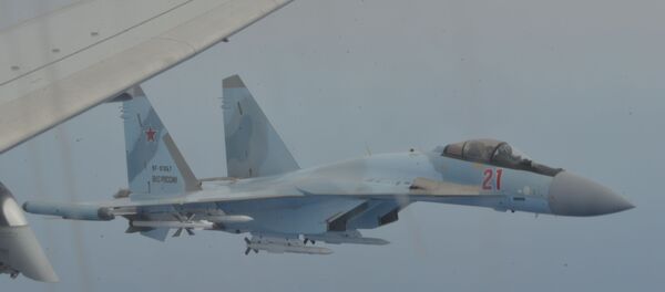 Two Russian Su-35 aircraft unsafely intercept a P-8A Poseidon patrol aircraft assigned to U.S. 6th Fleet over the Mediterranean Sea May 26, 2020.  - Sputnik International