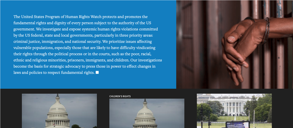 Screenshot of the Human Rights Watch page dedicated to the United States Screenshot of the Human Rights Watch page dedicated to the United States - Sputnik International