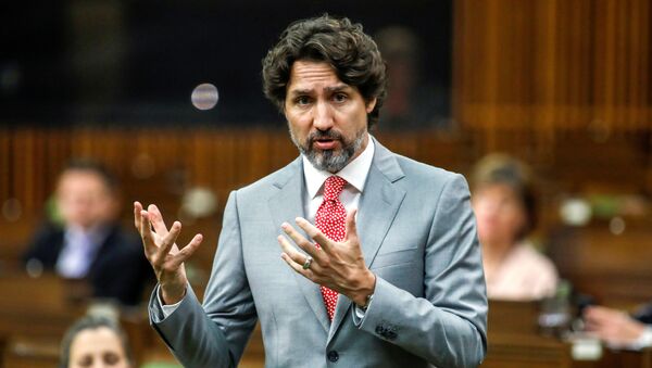 Canada's Prime Minister Justin Trudeau speaks during a meeting of the special committee on the COVID-19 outbreak in the House of Commons on Parliament Hill in Ottawa, Ontario, Canada May 20, 2020. - Sputnik International