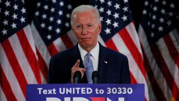 U.S. Democratic presidential candidate and former Vice President Joe Biden speaks during a campaign event about the U.S. economy at Delaware State University in Dover, Delaware, U.S., June 5, 2020 - Sputnik International