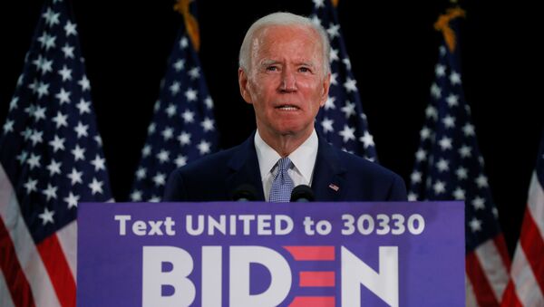 US Democratic presidential candidate and former Vice President Joe Biden speaks during a campaign event about the domestic economy at Delaware State University in Dover, Delaware, 5 June 2020 - Sputnik International
