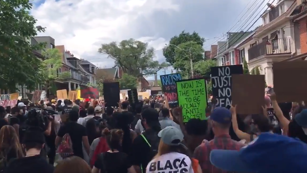 Screenshot of the video of the protests in Toronto - Sputnik International