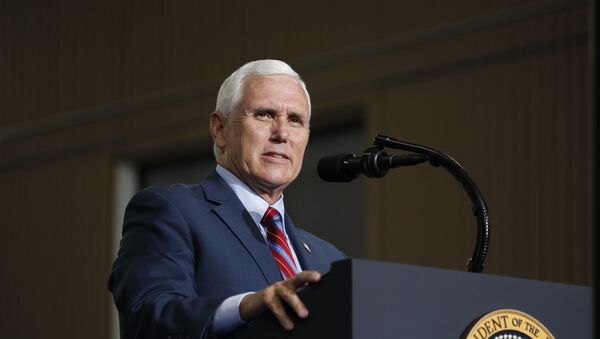 Vice President Mike Pence speaks at the Vehicle Assembly Building on Saturday, May 23, 2020, at NASA's Kennedy Space Center in Cape Canaveral, Fla. A rocket ship designed and built by SpaceX lifted off on Saturday with two Americans on a history-making flight to the International Space Station. - Sputnik International