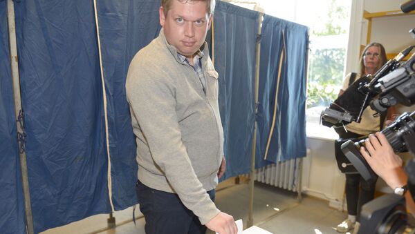 Rasmus Paludan, leader of Danish right wing party Stram Kurs, casts his vote at the Vesterbro public library polling station on June 5, 2019 in Copenhagen, during the parliamentary elections 2019 - Sputnik International