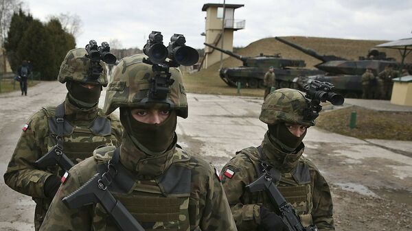 In this photo taken March 10, 2019, in Wesola,near Warsaw, central Poland, are seen Polish troops in combat gear during brief exercise with some other NATO forces marking 20 years since Poland, the Czech Republic and Hungary joined the Western military alliance - Sputnik International