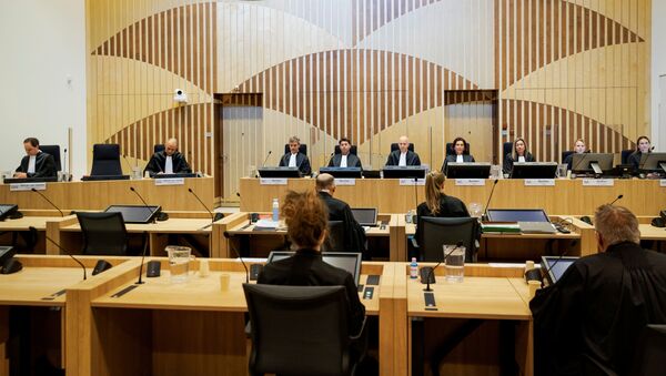 General view of courtroom of The Schiphol Judicial Complex, prior to the criminal trial against four suspects in the July 2014 downing of Malaysia Airlines flight MH17, in Badhoevedorp, Netherlands, June 8, 2020 - Sputnik International