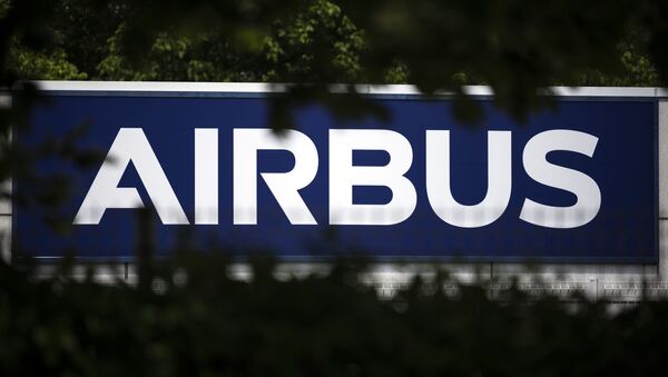 The European aircraft manufacturer Airbus' logo is pictured on May 13, 2020 in Toulouse, southern France - Sputnik International
