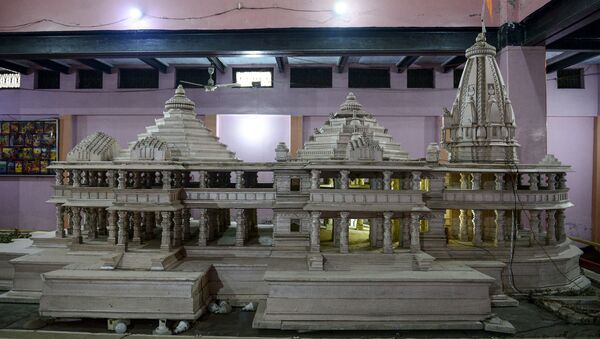 A model of a proposed Ram Hindu temple is displayed at Karsevakpuram campus in Ayodhya on November 12, 2019 - Sputnik International