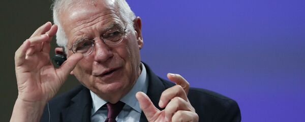 European Union foreign policy chief Josep Borrell addresses a video press conference at EU headquarters in Brussels, Tuesday, June 2, 2020 - Sputnik International
