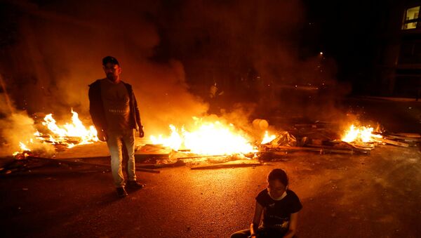 Burning fire during a protest in Beirut - Sputnik International