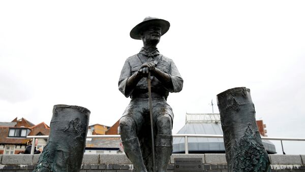 A statue of Robert Baden-Powell is seen in Poole, the statue is due to be removed following protests against the death of George Floyd who died in police custody in Minneapolis, Poole, Britain, June 10, 2020. Picture taken June 10, 2020.  - Sputnik International
