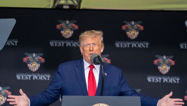 U.S. President Donald Trump gives his speech at the commencement ceremony for army cadets on June 13, 2020 in West Point, New York. - Sputnik International
