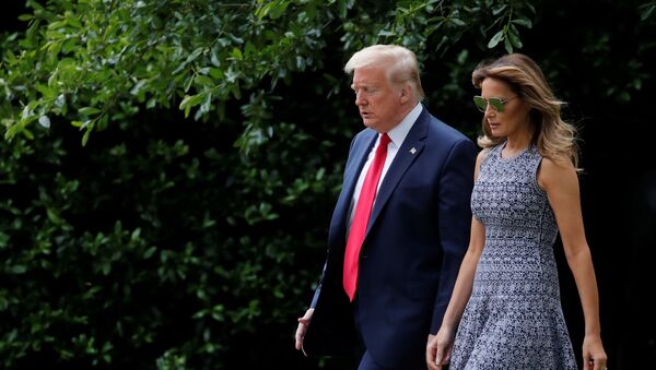 U.S. President Donald Trump departs with first lady Melania Trump for travel to the Kennedy Space Center in Florida from the South Lawn of the White House in Washington, U.S., May 27, 2020. - Sputnik International