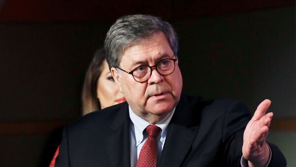 U.S. Attorney General William Barr discusses a Trump administration executive order on the International Criminal Court during a joint news conference at the State Department in Washington, U.S., June 11, 2020.  - Sputnik International