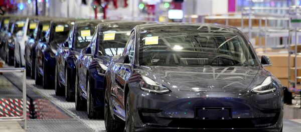 FILE PHOTO: Tesla China-made Model 3 vehicles are seen during a delivery event at its factory in Shanghai FILE PHOTO: Tesla China-made Model 3 vehicles are seen during a delivery event at its factory in Shanghai - Sputnik International