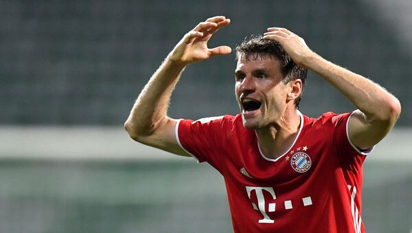 Bayern Munich's Thomas Muller reacts, following the resumption of play behind closed doors after the outbreak of the coronavirus disease (COVID-19)   - Sputnik International