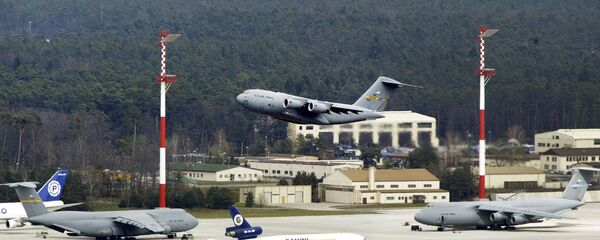 File---In this Thursday, April 3, 2003 file photo an aircraft departure from US Air Base Ramstein, Germany File---In this Thursday, April 3, 2003 file photo an aircraft departure from US Air Base Ramstein, Germany - Sputnik International