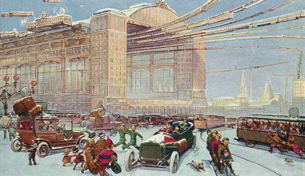 Future Almost Here? Artistic Impression of 23rd Century Moscow in Series of Imperial Era Postcards - Sputnik International