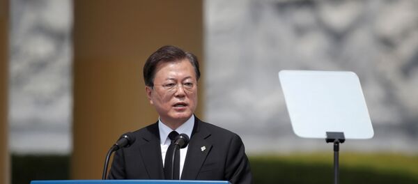 South Korean President Moon Jae-in speaks during a Memorial Day ceremony at the national cemetery in Daejeon, South Korea, June 6, 2020 South Korean President Moon Jae-in speaks during a Memorial Day ceremony at the national cemetery in Daejeon, South Korea, June 6, 2020 - Sputnik International