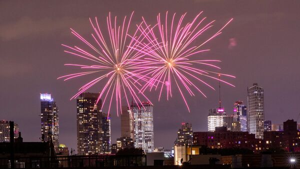 Illegal fireworks illuminate the sky over the Bedford-Stuyvesant neighborhood of the Brooklyn borough of New York City, New York, U.S., June 19, 2020.  - Sputnik International