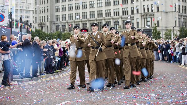 UK military personnel in Liverpool are seen marching in an procession to commemorate Armed Forces Day. PHOTO: UK MOD - Sputnik International