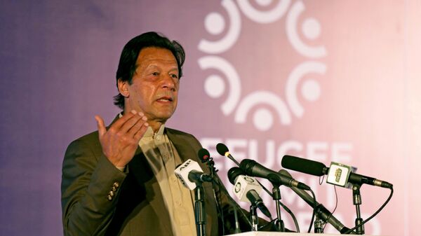 Pakistan's Prime Minister Imran Khan speaks during an international conference on the future of Afghan refugees living in Pakistan, organized by Pakistan and the UN Refugee Agency in Islamabad, Pakistan February 17, 2020 - Sputnik International