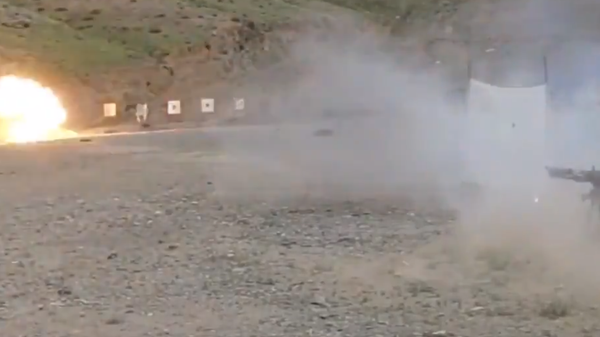 One of Iran's new anti-fortification weapons during testing at a range. Screengrab from video by Tasnim. - Sputnik International