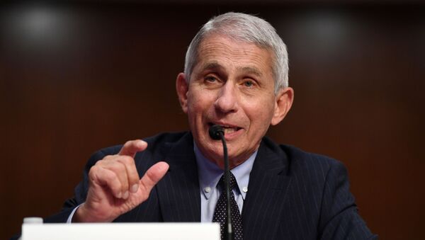 Dr Anthony Fauci, director of the National Institute for Allergy and Infectious Diseases, testifies during a Senate Health, Education, Labor and Pensions (HELP) Committee hearing on Capitol Hill in Washington, U.S., June 30, 2020. - Sputnik International
