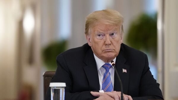 US President Donald Trump participates in a meeting of the American Workforce Policy Advisory Board in the East Room of the White House on 26 June 2020 in Washington, DC. - Sputnik International