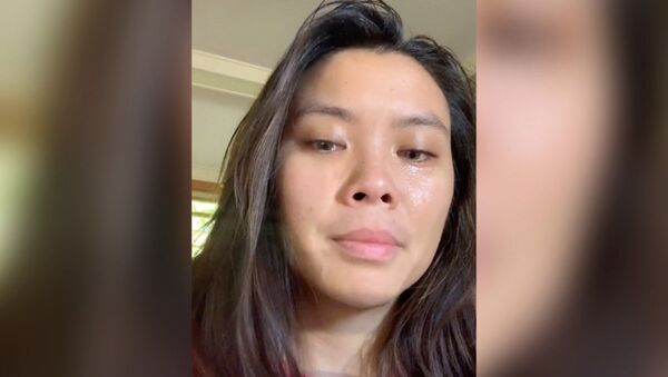 A screenshot of Harvard University graduate Claira Janover, appears in a TikTok video with eyes full of tears after losing her job at Deloitte Touche Tohmatsu Limited over a viral video of her threatening to “stab” anyone who says all lives matter, 01.07.2020. - Sputnik International