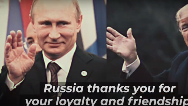 Screenshot of The Lincoln Project ad with Trump getting mock endorsement from Putin - Sputnik International