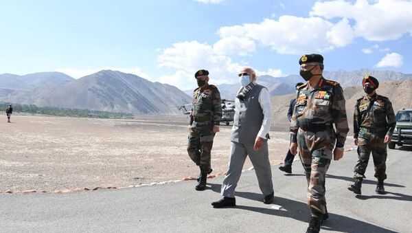 India's Prime Minister Narendra Modi visits Himalayan region of Ladakh, July 3, 2020.  - Sputnik International