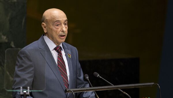 Aguila Saleh Essa Gwaider, President of the House of Representatives, of Libya, addresses the 69th United Nations General Assembly at U.N. headquarters, Saturday, Sept. 27, 2014.  - Sputnik International