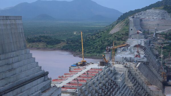 Ethiopia's Grand Renaissance Dam is seen as it undergoes construction on the river Nile in Guba Woreda, Benishangul Gumuz Region, Ethiopia, 26 September 2019. - Sputnik International