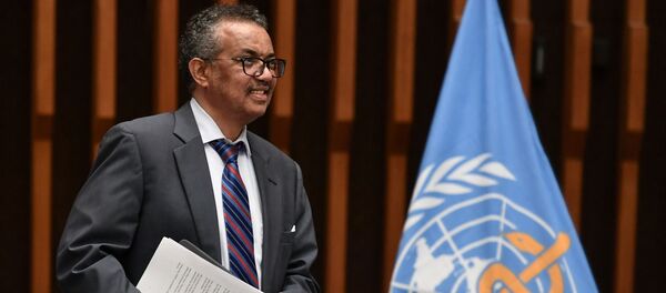 World Health Organization (WHO) Director-General Tedros Adhanom Ghebreyesus arrives at a news conference organized by Geneva Association of United Nations Correspondents (ACANU) amid the COVID-19 outbreak, caused by the novel coronavirus, at the WHO headquarters in Geneva Switzerland July 3, 2020.  - Sputnik International