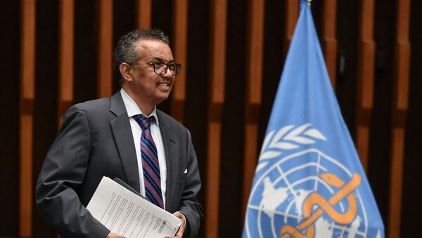 World Health Organization (WHO) Director-General Tedros Adhanom Ghebreyesus arrives at a news conference organized by Geneva Association of United Nations Correspondents (ACANU) amid the COVID-19 outbreak, caused by the novel coronavirus, at the WHO headquarters in Geneva Switzerland July 3, 2020.  - Sputnik International